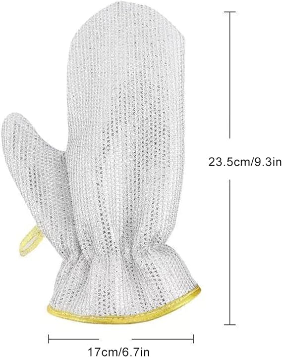 Kitchen Cleaning Dishwashing Silver Silk Glove, Reusable Silver Wire Gloves (Pair)