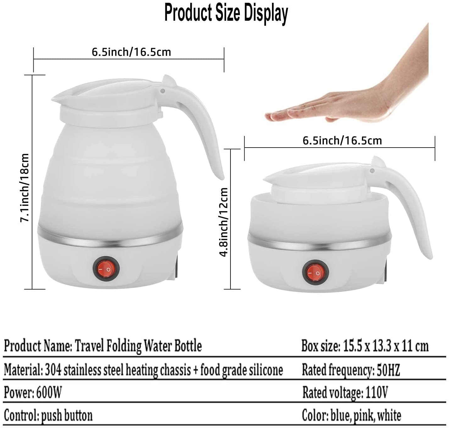 Foldable And Portable Teapot Water Heater Electric Kettle For Travel And Home