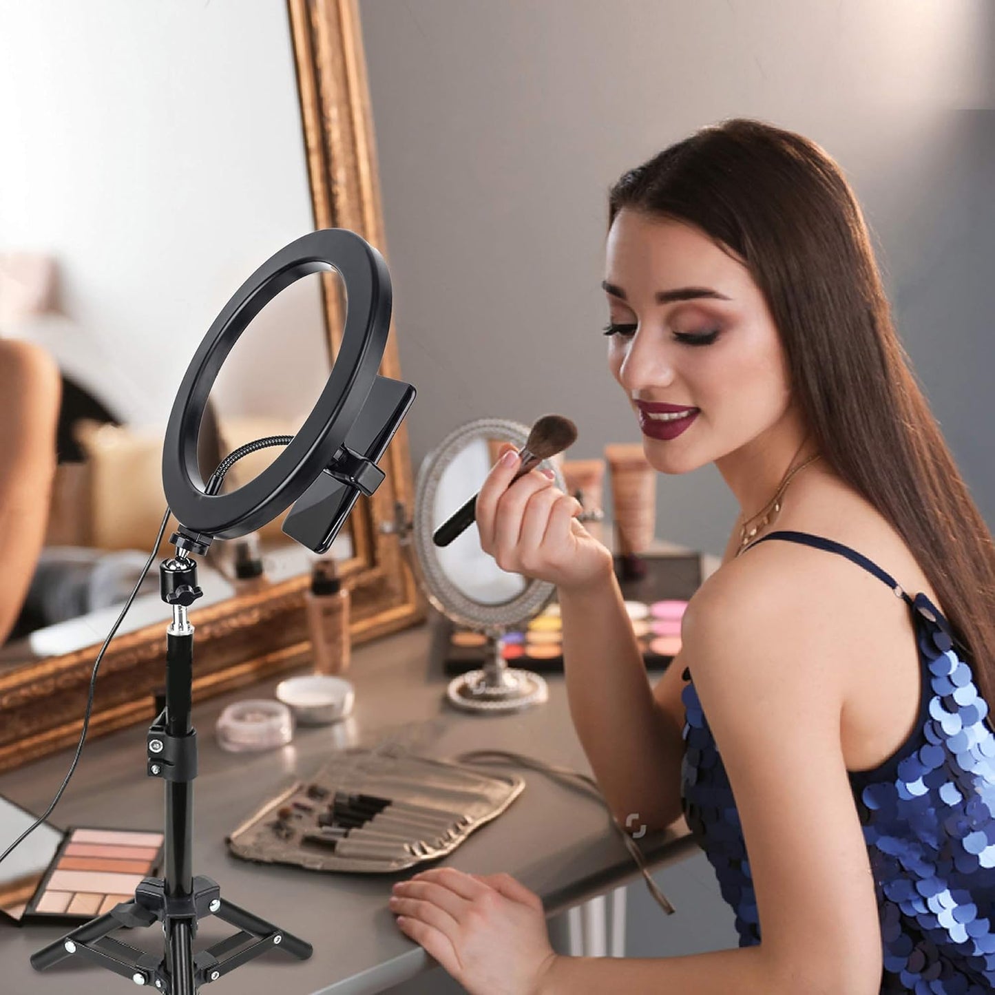 3 Shades Ring Light LED 26cm Photography Lighting Video Studio Live Selfie Makeup Ring light (Set)