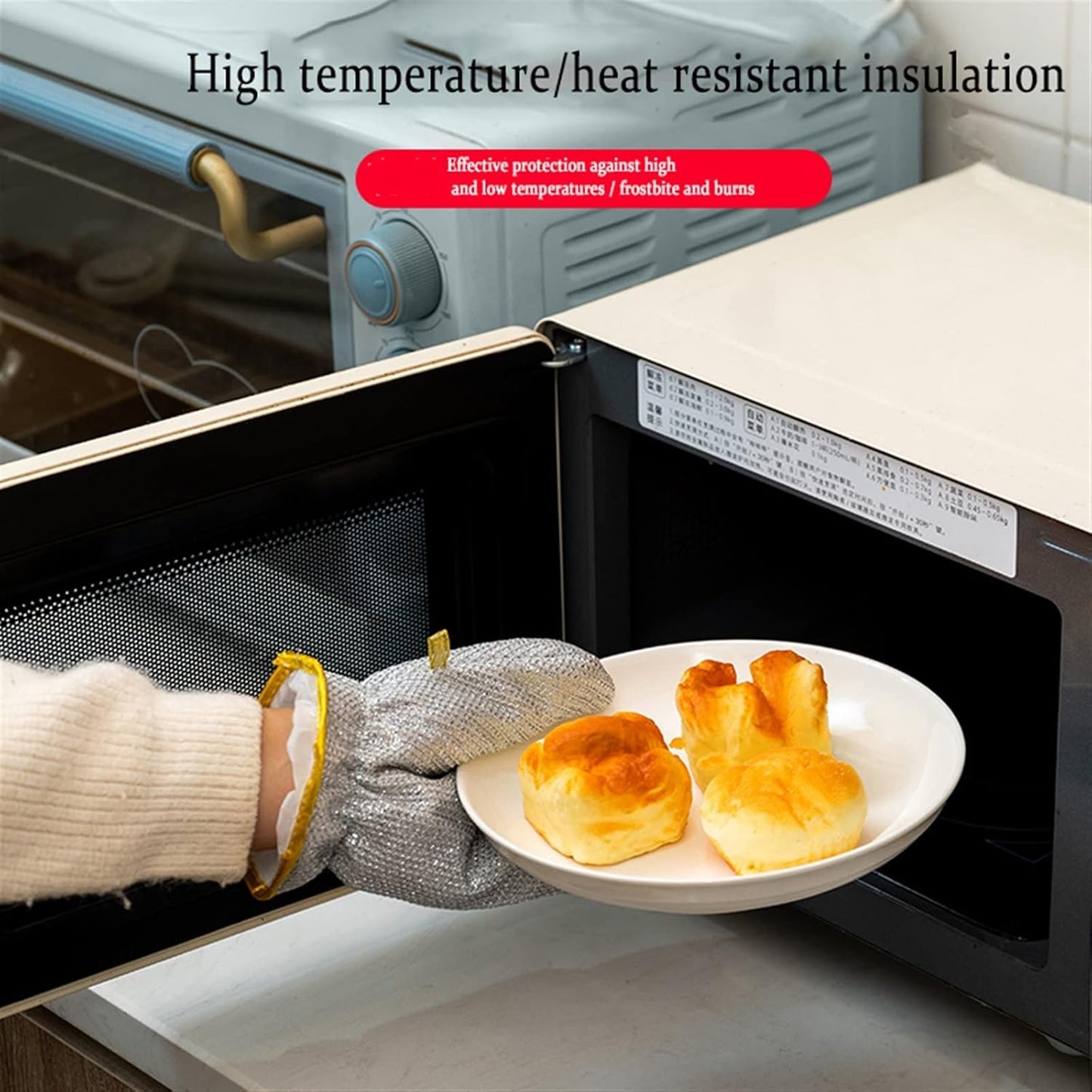 Kitchen Cleaning Dishwashing Silver Silk Glove, Reusable Silver Wire Gloves (Pair)