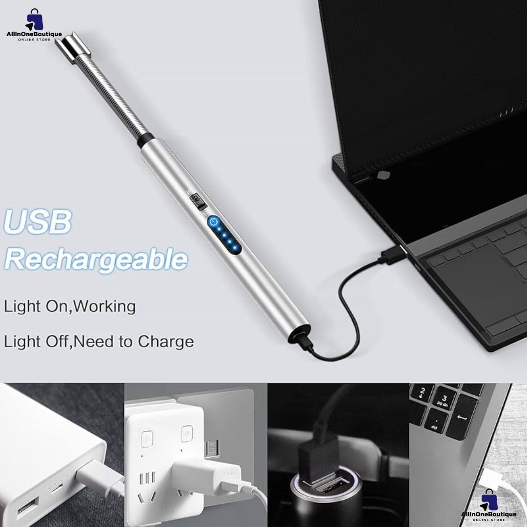 Electric Lighter, Rechargeable Type C Lighters Arc Lighter with LED Battery Display, Flameless Long Lighters for Candles Grill BBQ Camping