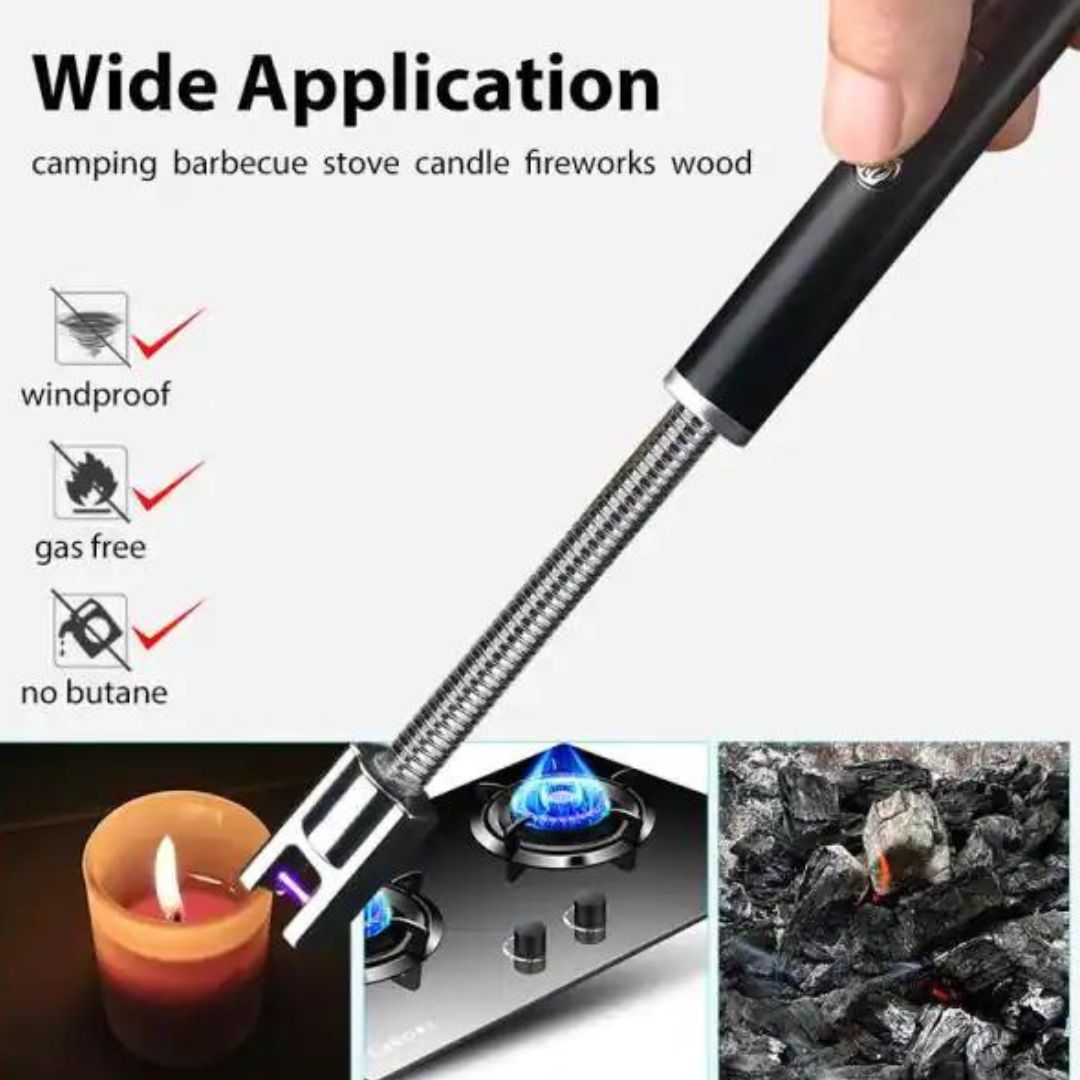 Electric Lighter, Rechargeable Type C Lighters Arc Lighter with LED Battery Display, Flameless Long Lighters for Candles Grill BBQ Camping