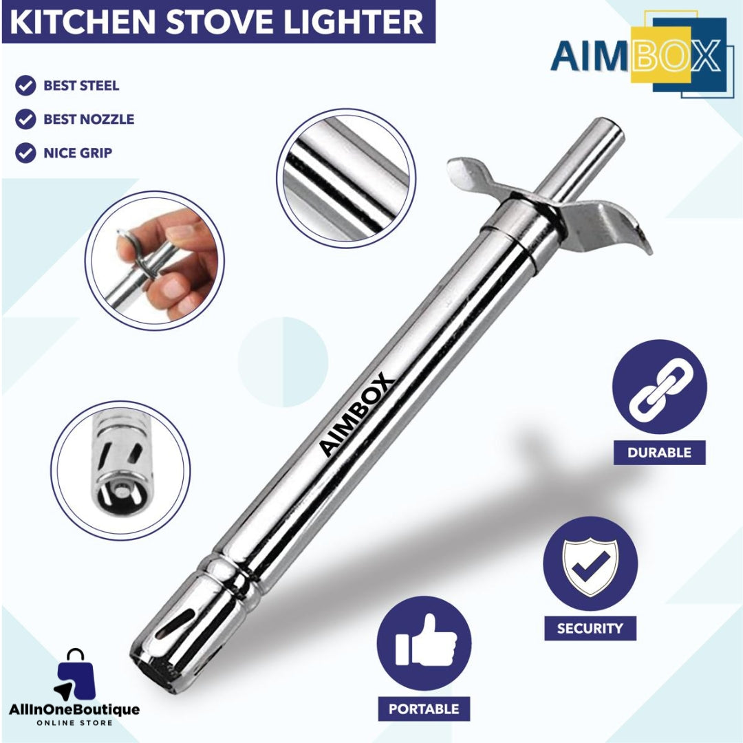 Stainless Steel Kitchen Stove Lighter - Fuel-Free, Refillable