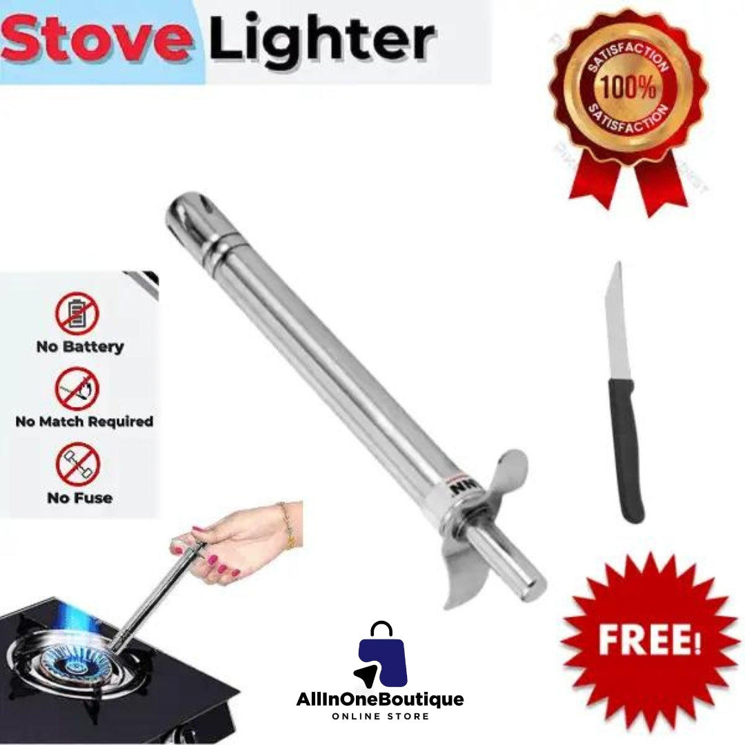 Stainless Steel Kitchen Stove Lighter - Fuel-Free, Refillable