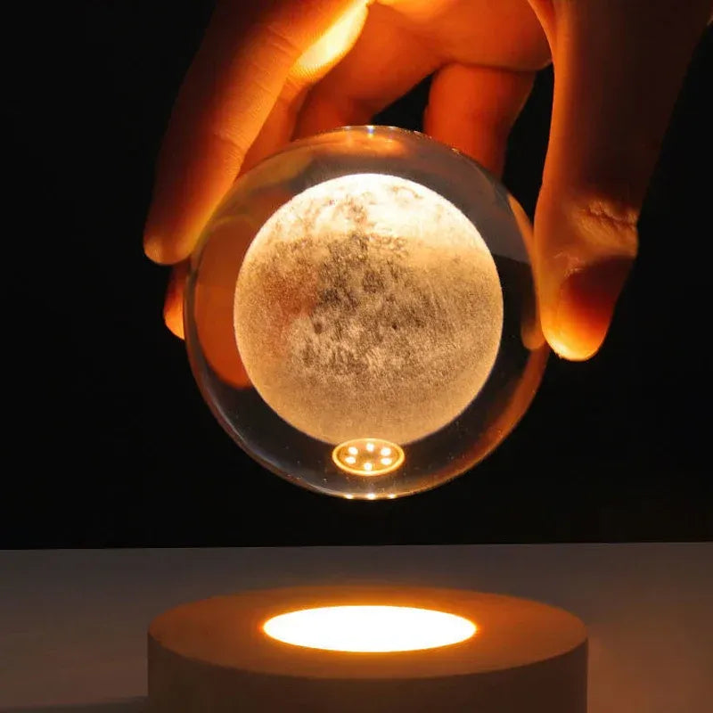 3D Galaxy Crystal Ball Night Light with Colorful LED Light Base