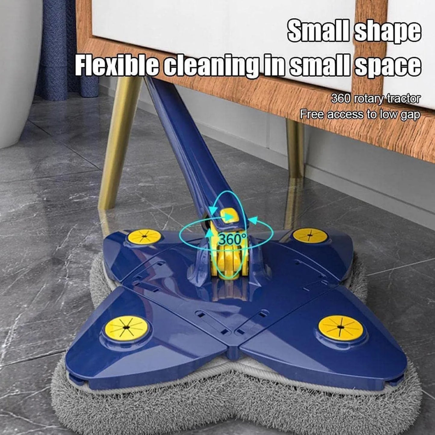 Four Leaf Clover Shaped 360 Degree Rotatable Adjustable Cleaning Mop, Wet and Dry Mop for Ceilings, Corners, Glass Bonsem