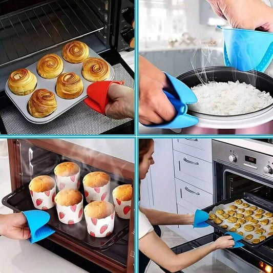 Silicone Pot Holders Heat Resistant Rubber Oven Mitts Mini Oven Mitts for Kitchen Cooking and Baking (Pac of 2)