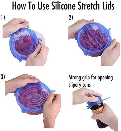 Multi Size Reusable Silicone Lids Silicone Stretch Lids (6 Pcs) (Multicolor)