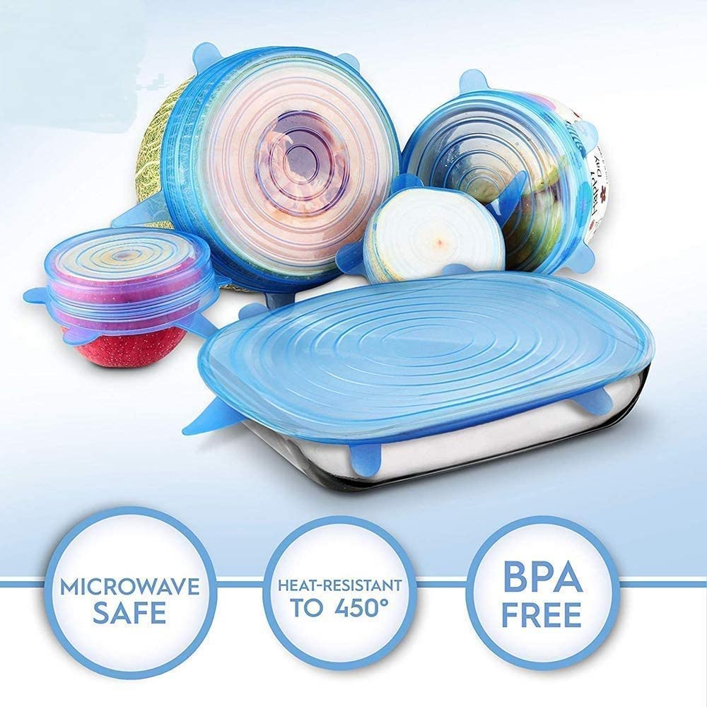 Multi Size Reusable Silicone Lids Silicone Stretch Lids (6 Pcs) (Multicolor)