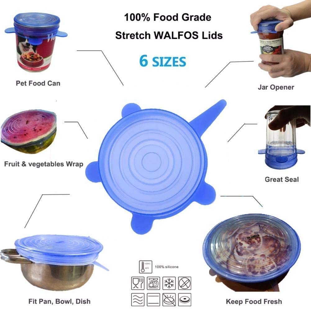 Multi Size Reusable Silicone Lids Silicone Stretch Lids (6 Pcs) (Multicolor)