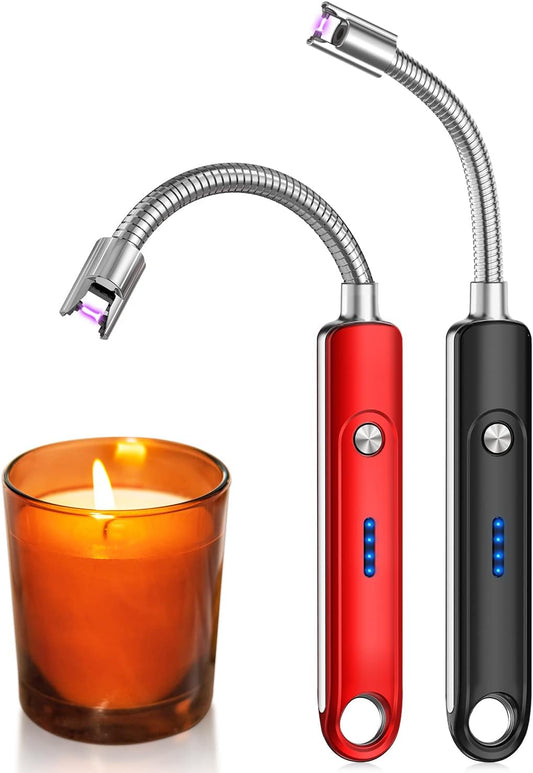 Electric Lighter, Rechargeable Type C Lighters Arc Lighter with LED Battery Display, Flameless Long Lighters for Candles Grill BBQ Camping