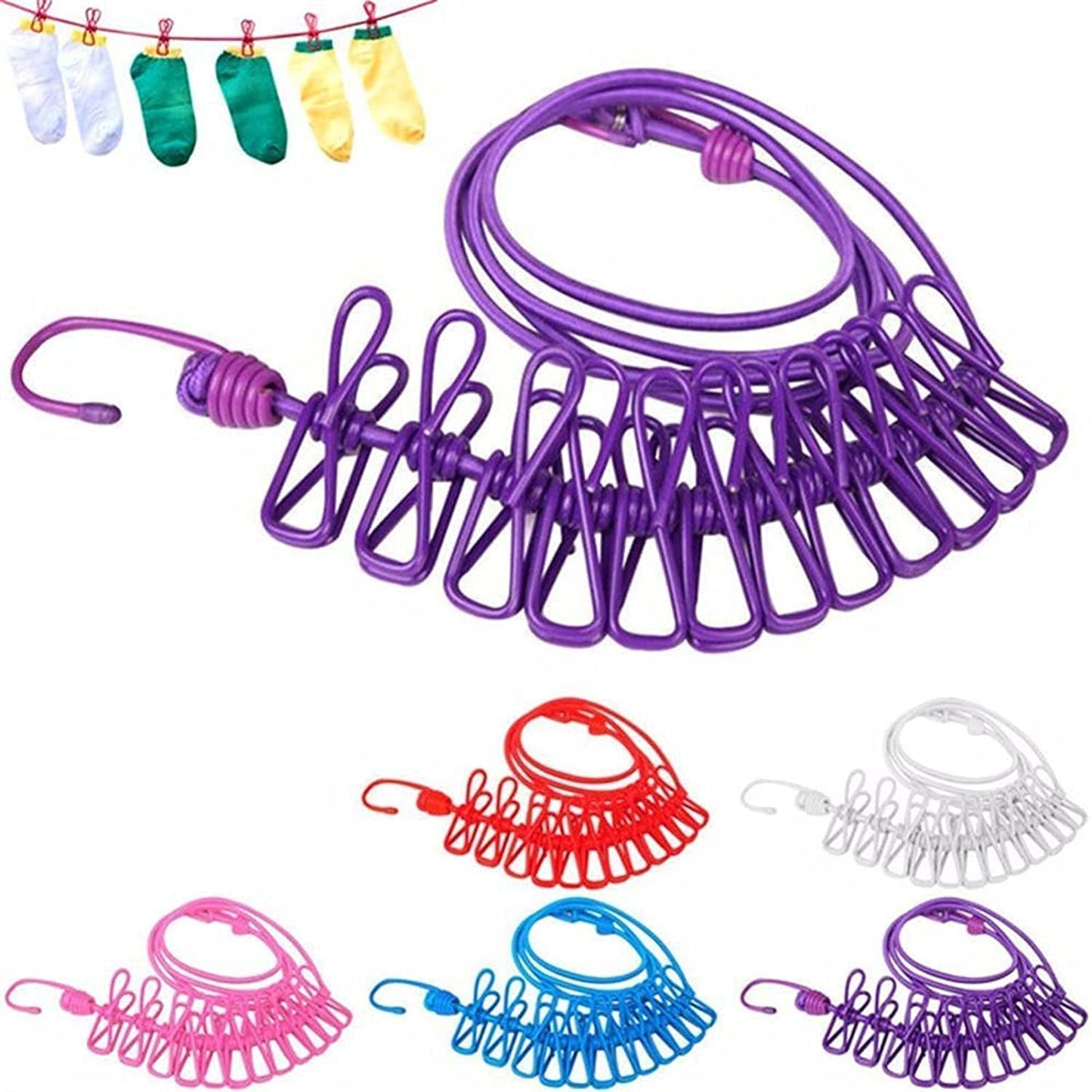 Portable Clothesline with 12 Clothespins