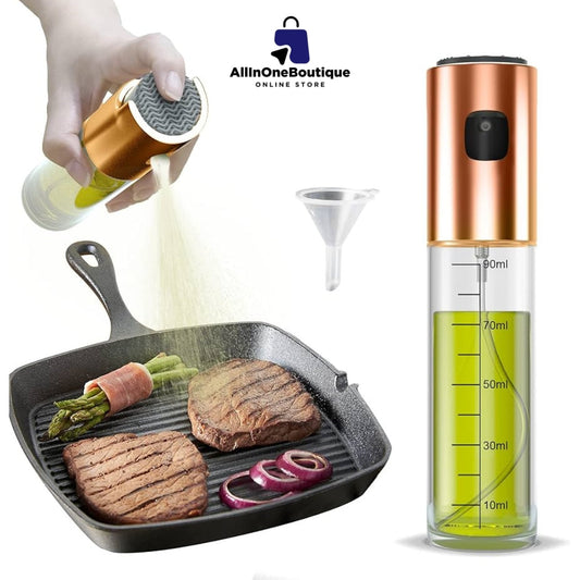 Oil Sprayer Stainless Steel Transparent Glass Spray Bottle