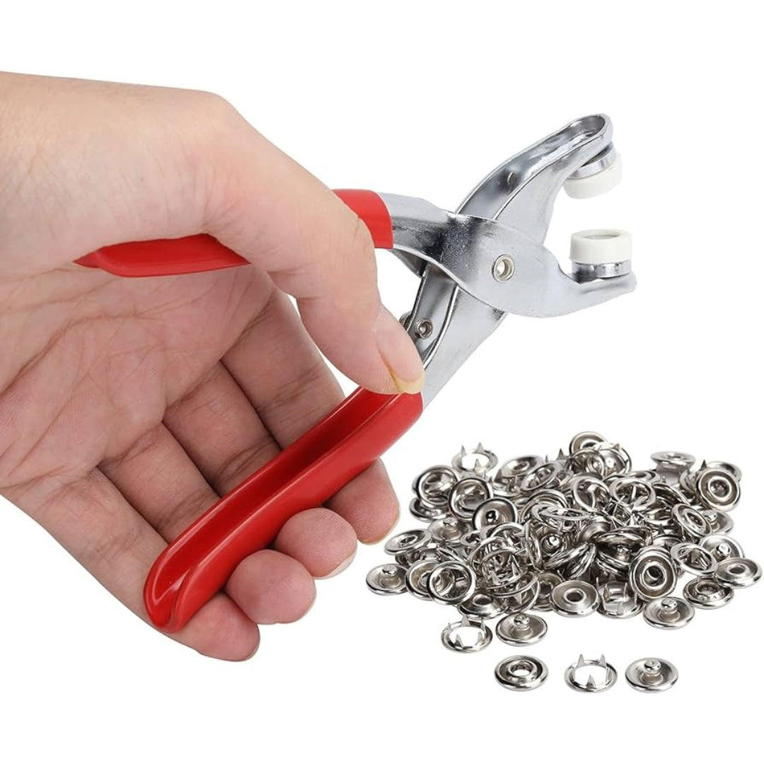 Metal Snap Buttons with Fastener Pliers Press Tool Kit Perfect for DIY Crafts Clothes Hats and Sewing, for Clothing Sewing Set of 1.