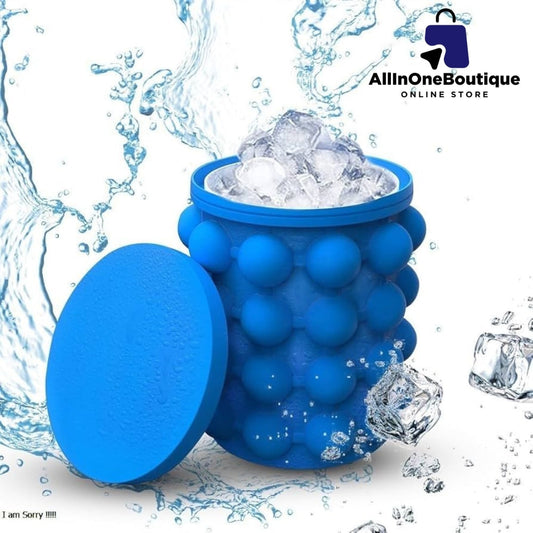 Ice Cube Mold, Large Silicone Ice Bucket, 2 in 1 Ice Cube Maker, Round Portable for Frozen Whiskey Cocktail Beverages