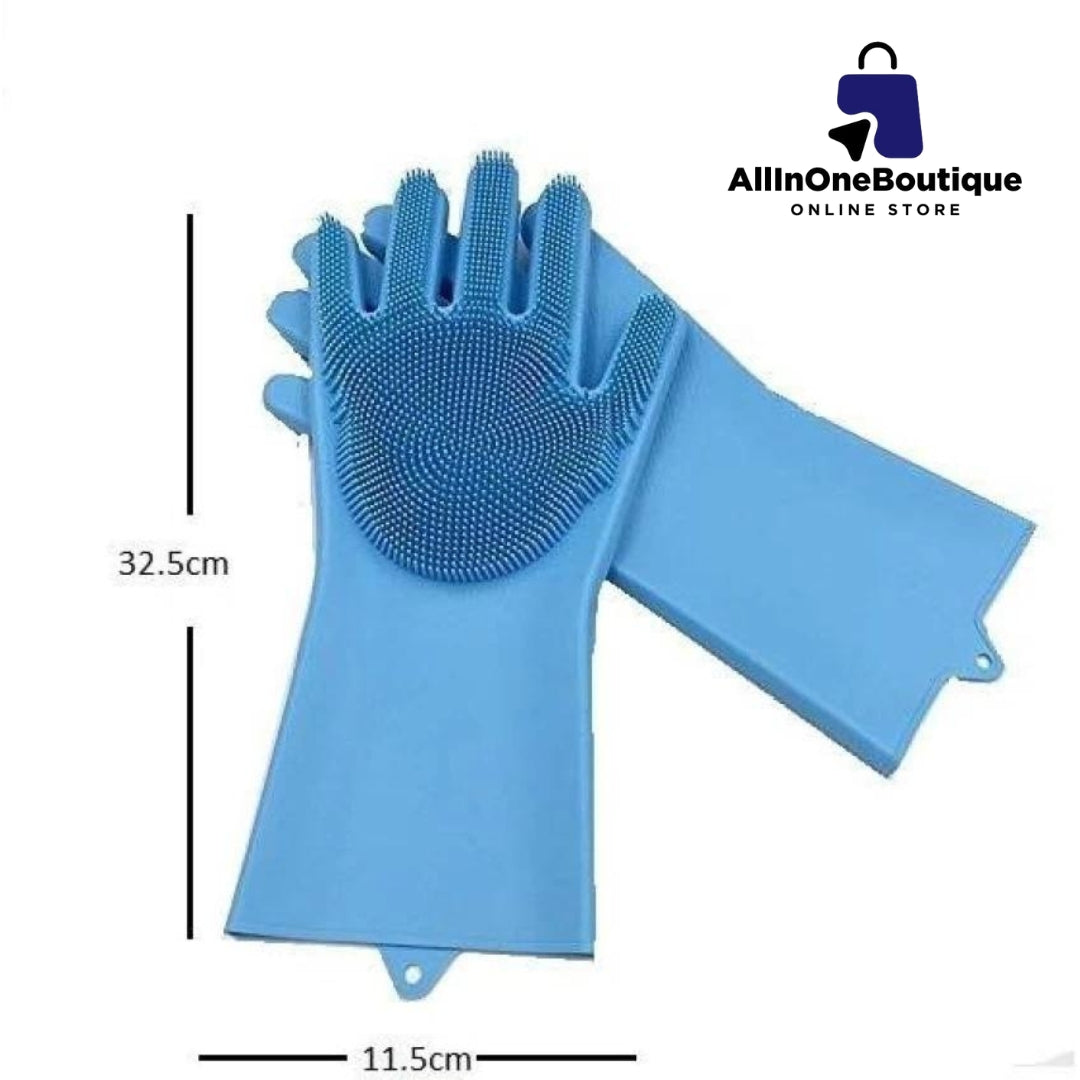 Silicone Reusable Magic Gloves with scrubber for  Wash Dish, Car Washing, Kitchen, Bathroom Multipurpose Usage (Pack of 2)