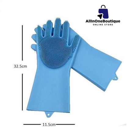 Silicone Reusable Magic Gloves with scrubber for  Wash Dish, Car Washing, Kitchen, Bathroom Multipurpose Usage (Pack of 2)
