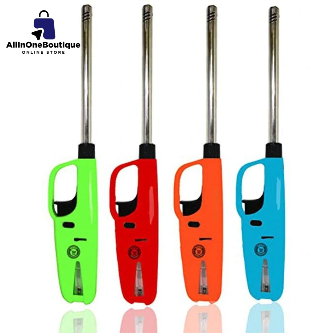 Plastic Adjustable Flame Kitchen Gas Lighter, Refillable with Small Refill Can, Multicolor Pack of 1