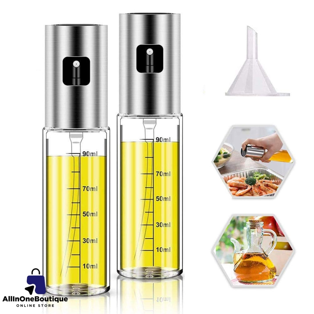 Oil Sprayer Stainless Steel Transparent Glass Spray Bottle